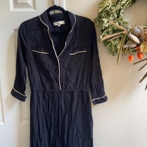 Life black with white piping dress